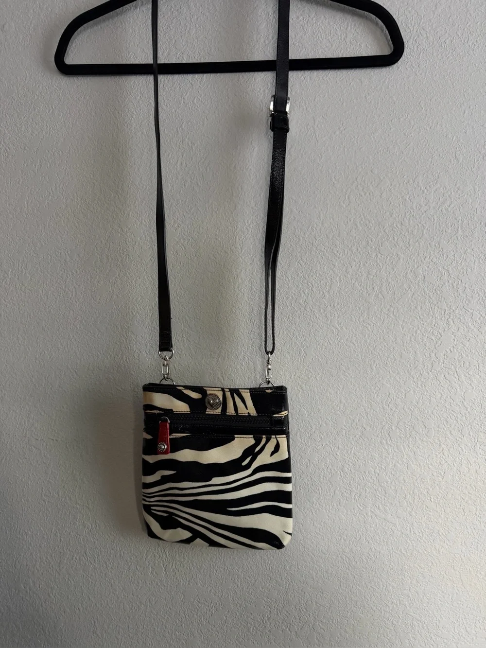 Brighton Zebra Print Crossbody Bag with Black Trim